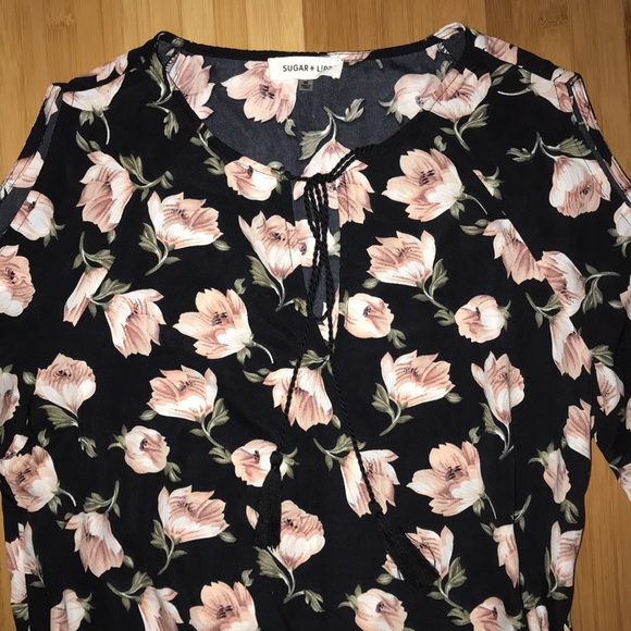 Sugar + Lips Cold Shoulder Bell Sleeve Top - Picture 2 of 3